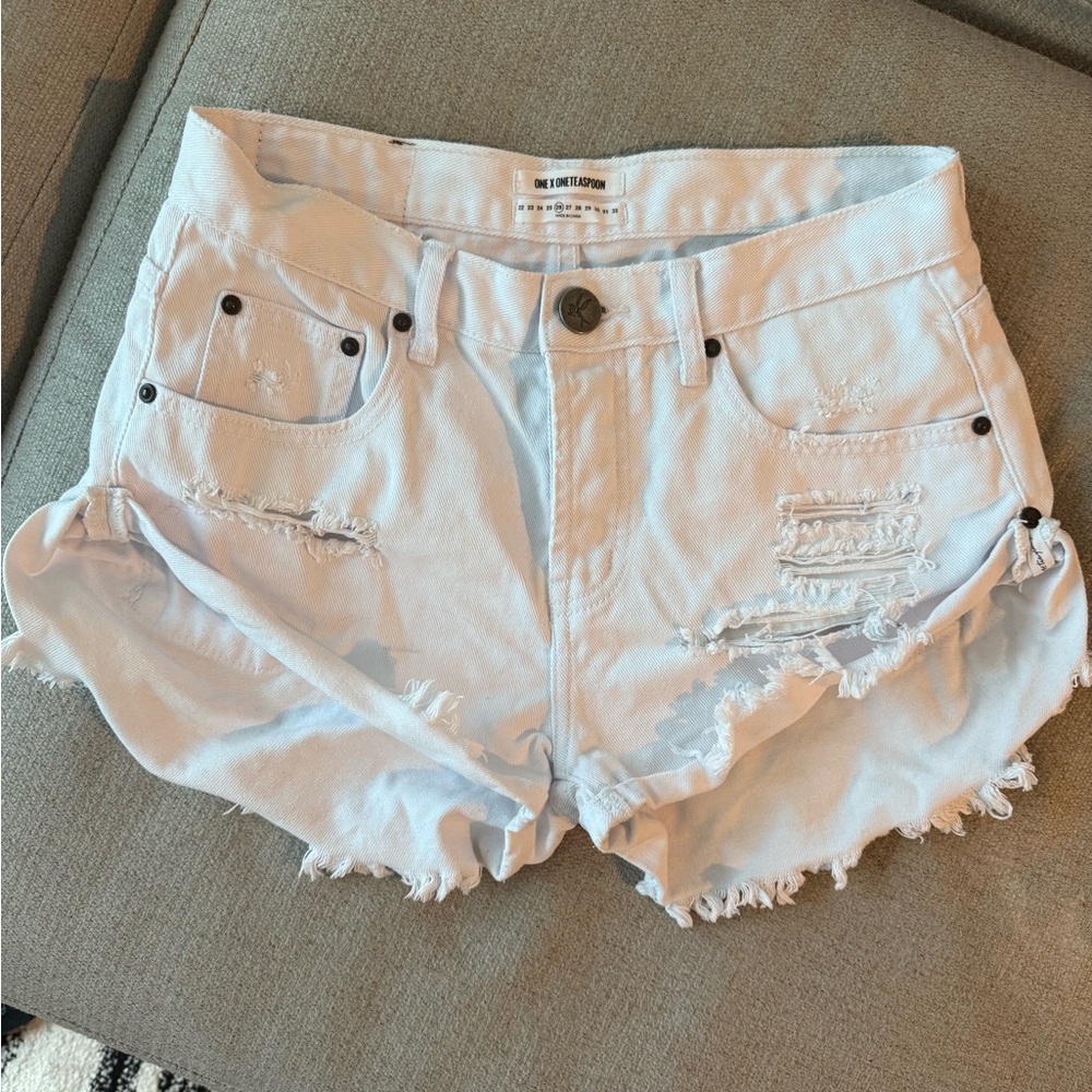 One Teaspoon White Denim Shorts